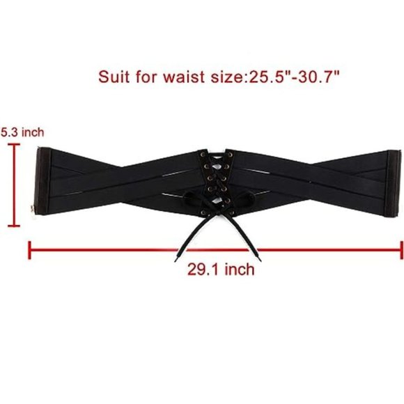 Womens Elastic Wide Band Wrap Cinch Retro High Waist Lace-Up Tie PU Leather Cors main image 5